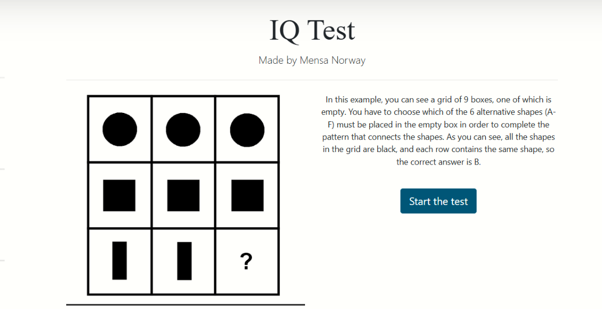 mensa iq challenge